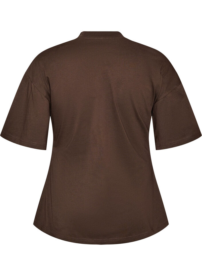 T-skjorte med drapert detalj, Brun, Packshot image number 1
