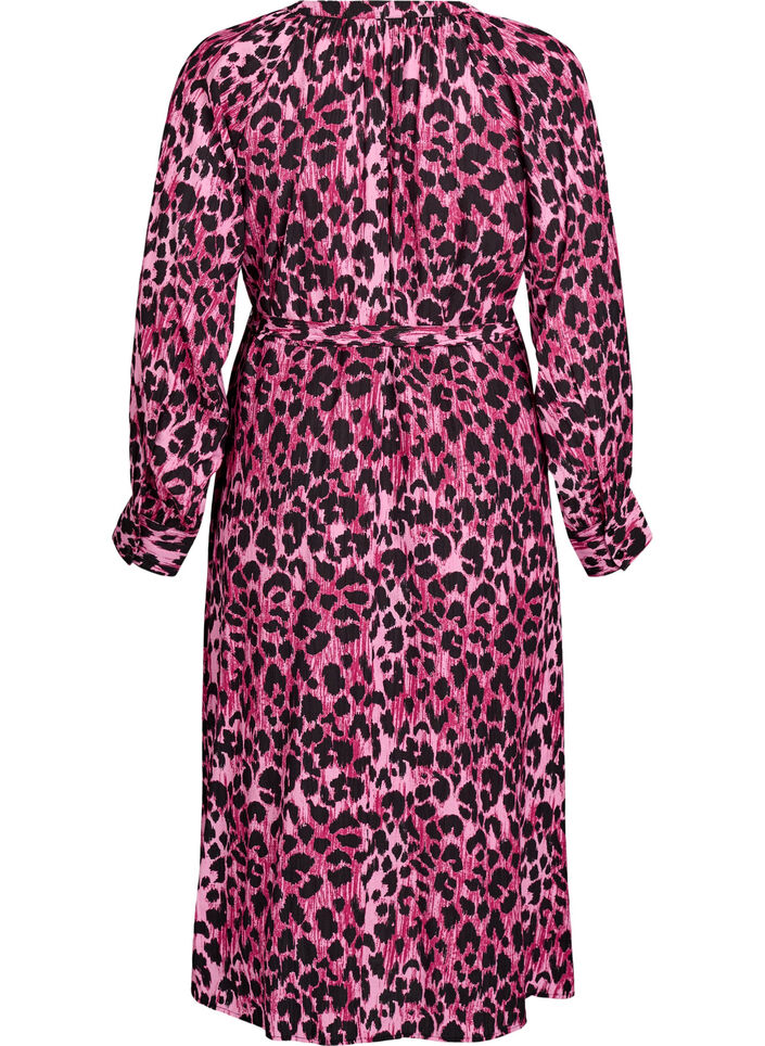 Midikjole med knappelukking og knytebelte, Rosa, Packshot image number 1