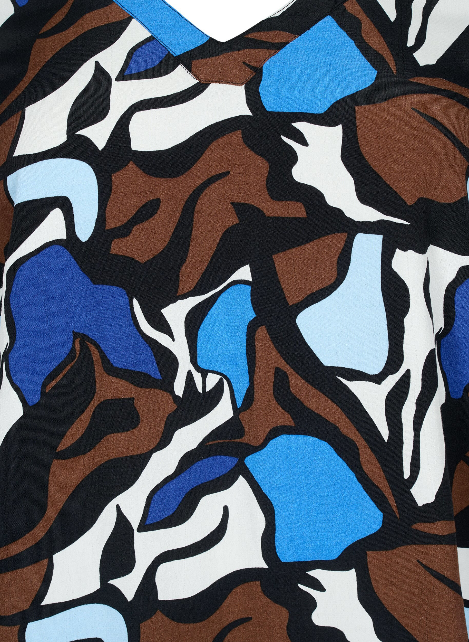 Zizzi Viskose bluse med print og smock, Zafia AOP, Packshot image number 2