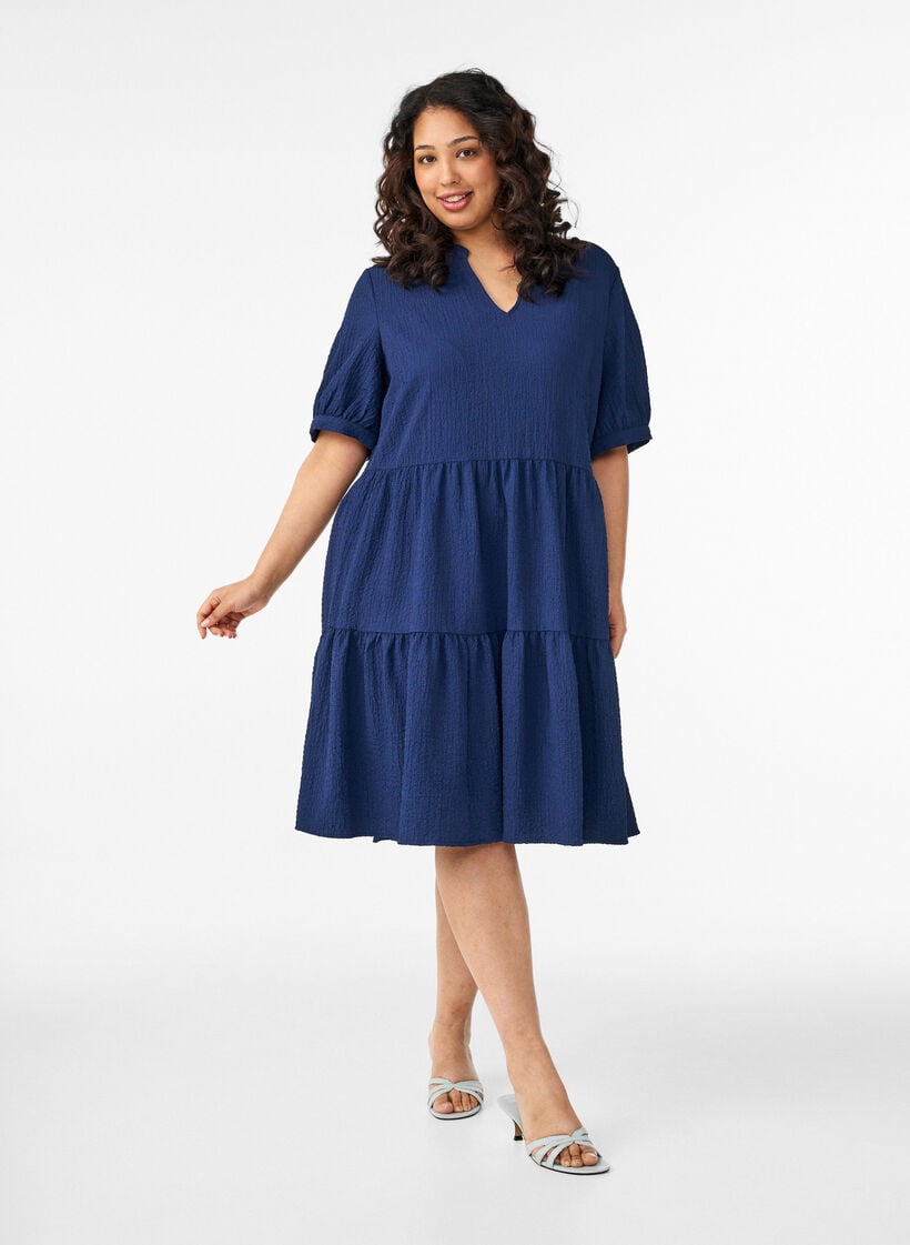 Kort A-linje kjole, Bl&aring;, Model image number 1