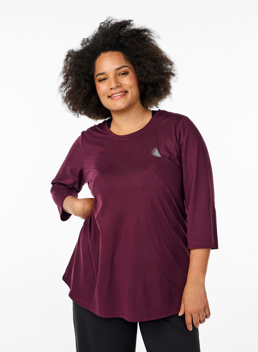 Treningsbluse med 3/4-ermer, R&oslash;d, Model image number 0