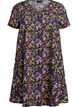 Kort A-linje kjole med blomstertrykk, Bl&aring;, Packshot image number 0