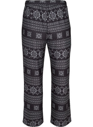 Mønstrete pysjamasbukse med knyting, Black AOP, Packshot image number 1