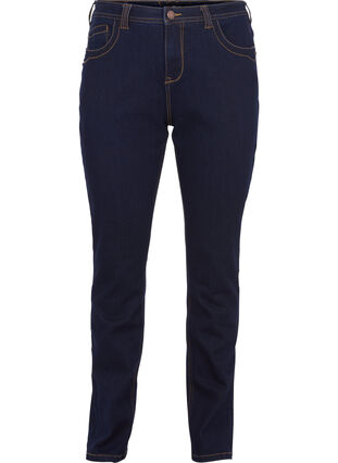 Zizzi Slim fit Vilma jeans med høyt liv, Dk blue rinse, Packshot image number 0