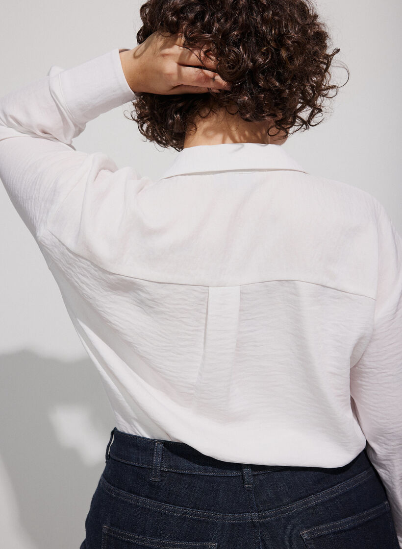 Loose fit skjorte med V-hals, Hvit, Model image number 3