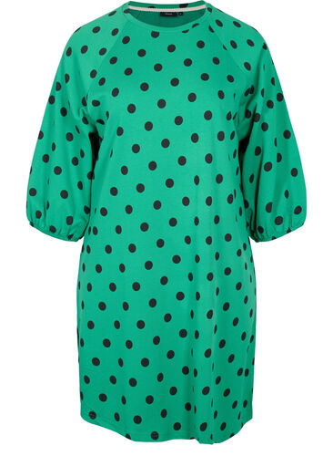 Prikkete kjole med 3/4-ermer, Jolly Green Dot, Packshot image number 0