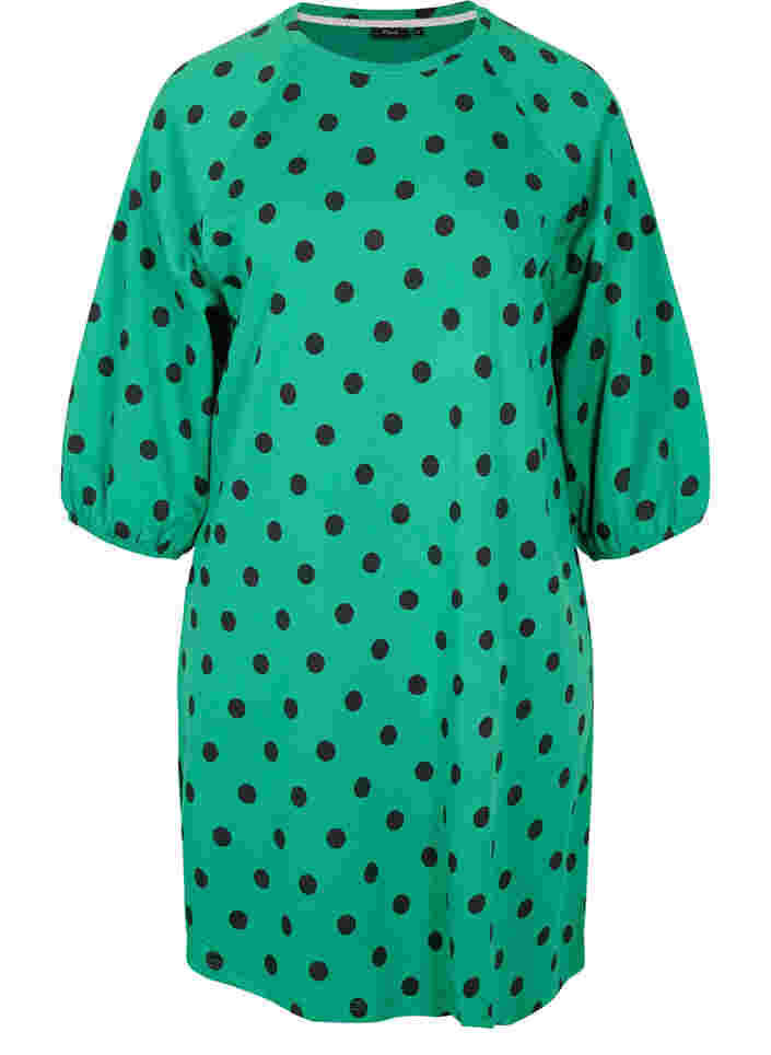 Prikkete kjole med 3/4-ermer, Jolly Green Dot, Packshot