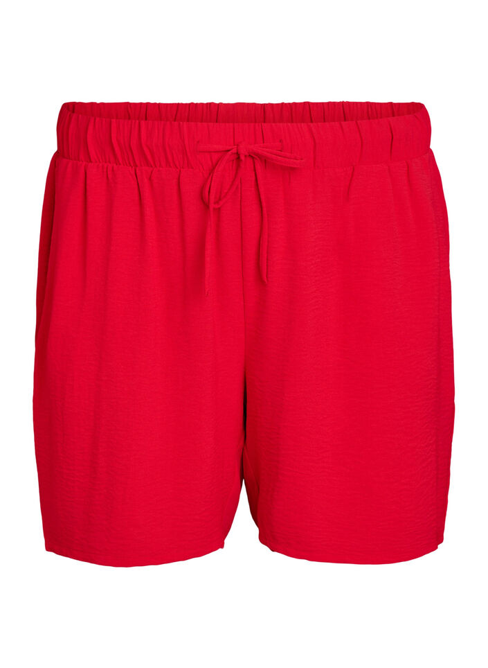 Shorts med lommer og elastisk linning, R&oslash;d, Packshot image number 0