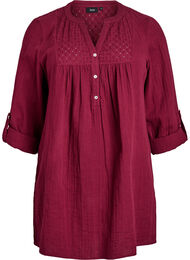 Bomulds muslin-tunika med broderie anglaise, Tawny Port
