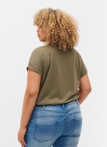 Kortermet T-skjorte i bomullsblanding, Dusty Olive, Model image number 1