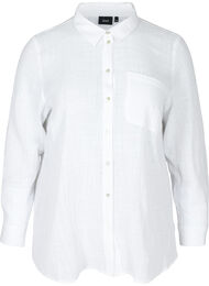 Langermet skjorte i strukturert bomull, White