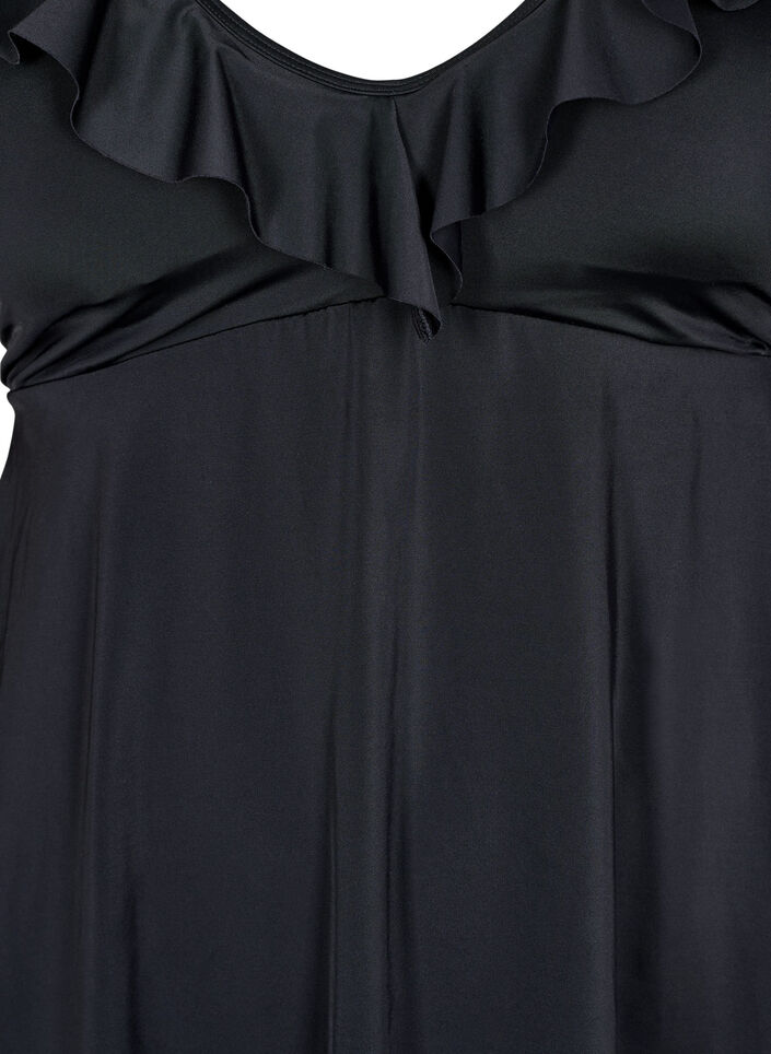 Svømmekjole med volanger og avtagbar polstring, Svart, Packshot image number 2