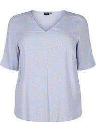 Bluse i viskose med V-hals og trykk, Small Dot AOP