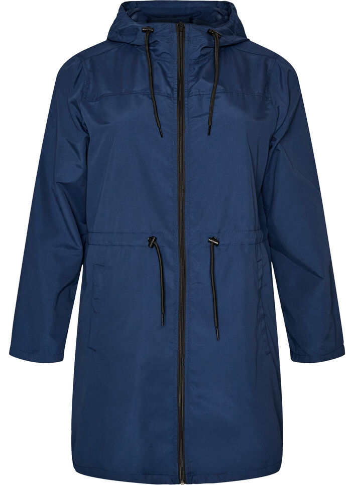 Lett parkas med hette, Bl&aring;, Packshot image number 0