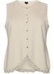 Strikkevest med blondekant, Vanilje, Packshot image number 0