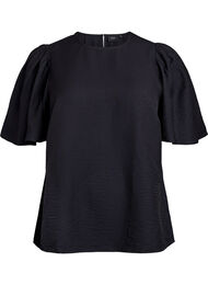 Bluse med korte, vide ermer, Black