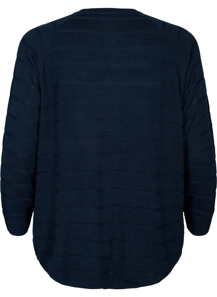 Stripete ton-i-ton cardigan, Navy Blazer, Packshot image number 1
