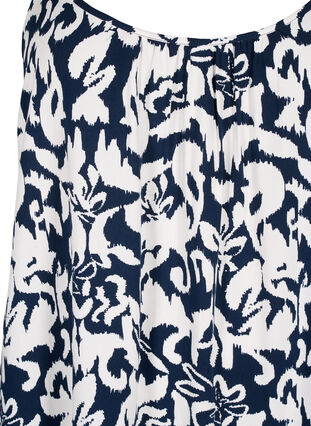 Zizzi Kjole i viskose med stropper og trykk, Navy Bl. Ethnic AOP, Packshot image number 2