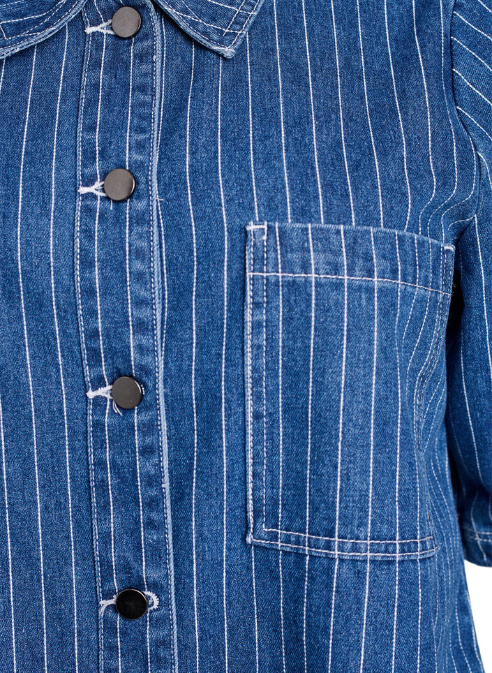 Kort stripete denimskjorte, Blue Denim Stripe, Packshot