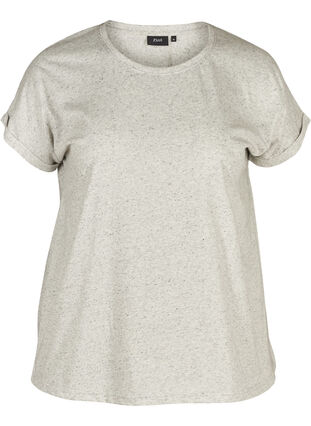 Melert T-skjorte i bomull , Light Grey Melange, Packshot image number 0