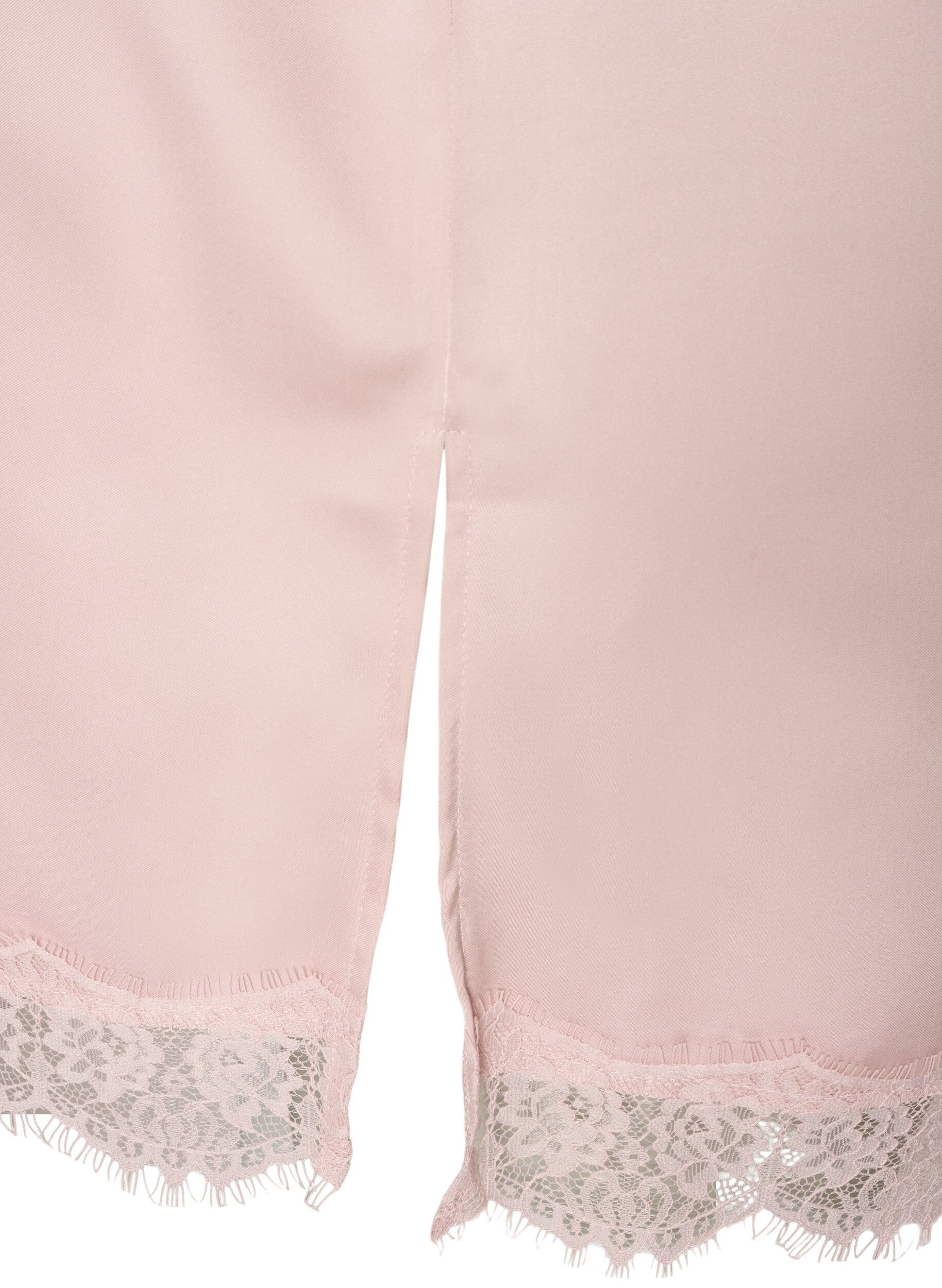 ZizziLang satintopp med blonder i kantene, Rosa, Packshot image number 3