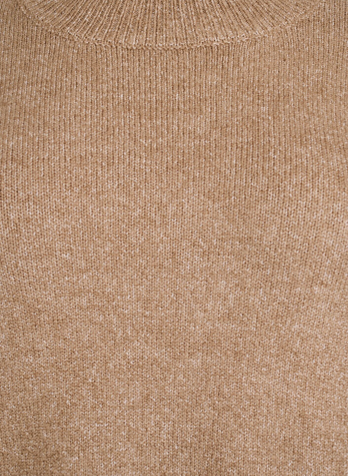 Strikkekjole med kontrastsømmer, Brun, Packshot image number 2