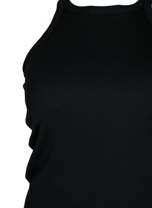 Zizzi Ribbet tanktopp i bomull, Black, Packshot image number 2