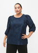 Jacquard-bluse med 3/4-ermer, Titan, Model image number 0