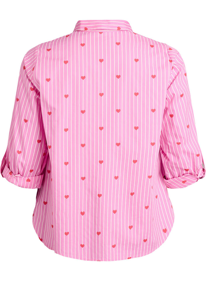 Skjortebluse med striper og hjerter, Rosa, Packshot image number 1