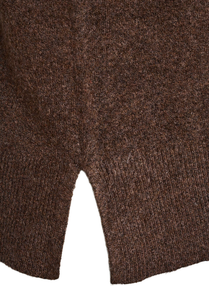 Strikket vest med ribbestrikkede kanter, Grønn, Packshot image number 3