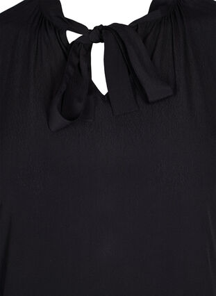 Kortermet bluse i viskoe med knytedetaljer, Black, Packshot image number 2