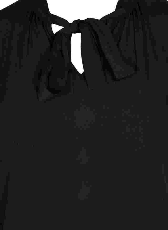Kortermet bluse i viskoe med knytedetaljer, Black, Packshot image number 2