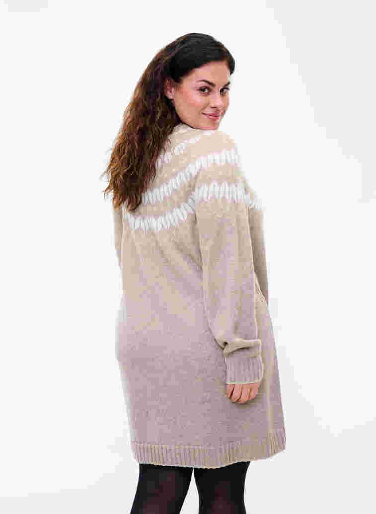 Mønstret strikkekjole med ull, Simply Taupe Comb, Model