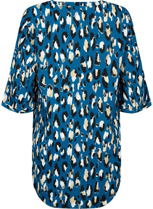 Blomstrete tunika med 3/4 ermer, Legion Blue Leopard, Packshot image number 1