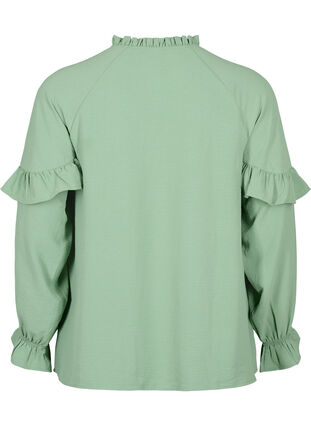 Bluse med volanger og knapper, Green Bay, Packshot image number 1