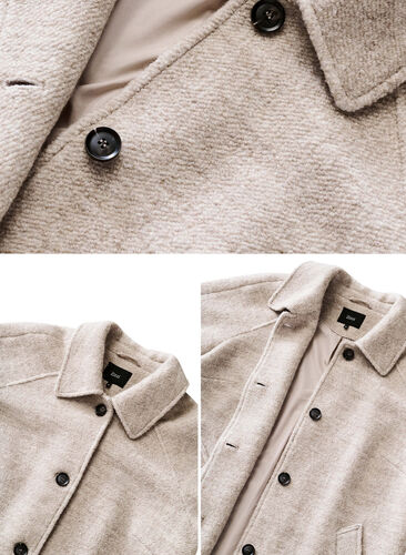 Plaid bouclé jakke med knapper, Simply Taupe, Packshot image number 4
