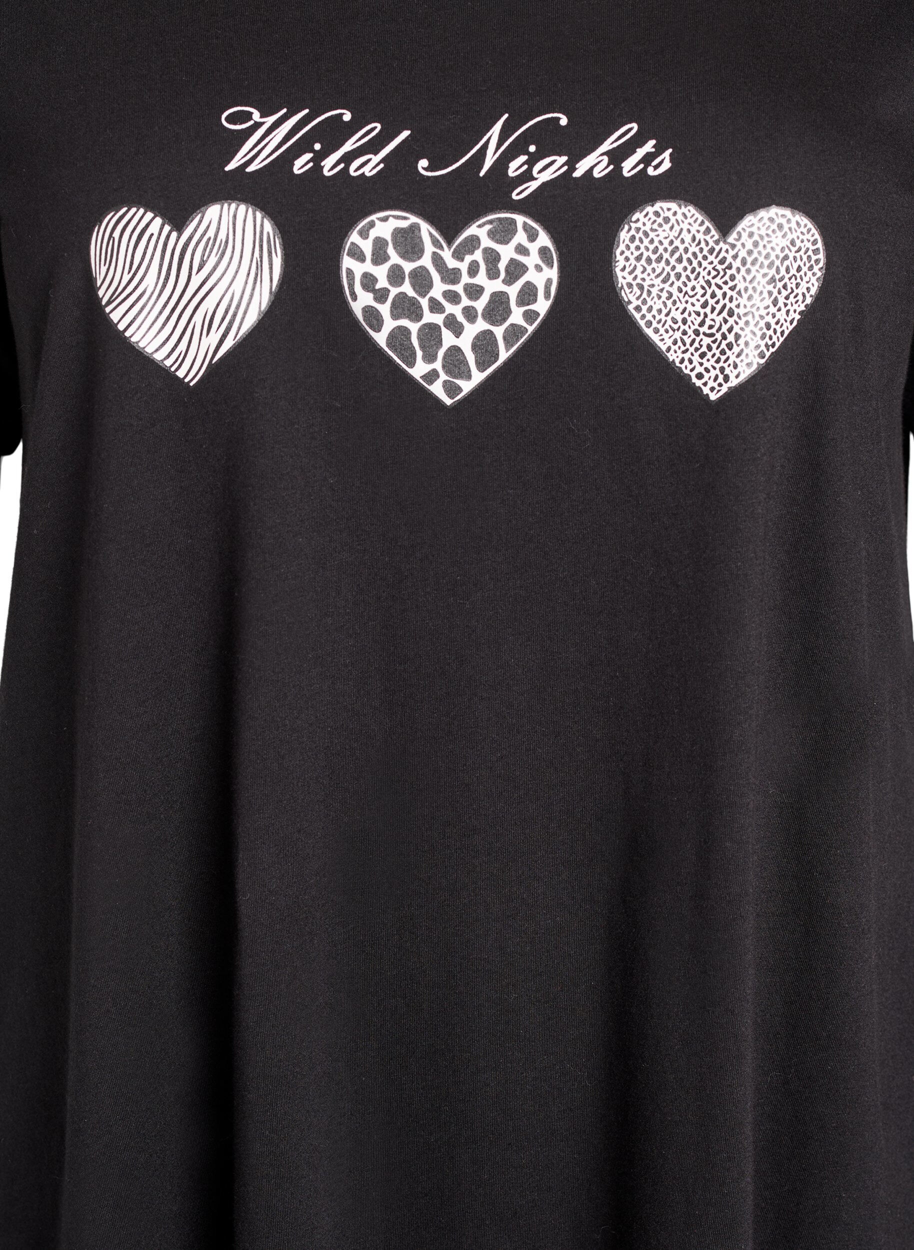 ZizziKortermet nattkjole i &oslash;kologisk bomull, Svart, Packshot image number 2