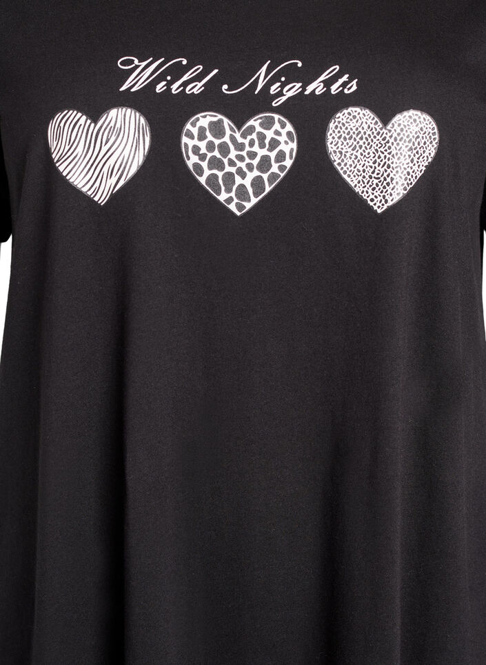 Kortermet nattkjole i &oslash;kologisk bomull, Svart, Packshot image number 2