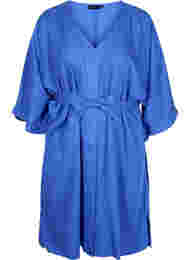 Kjole med 3/4-ermer og knyting, Dazzling Blue