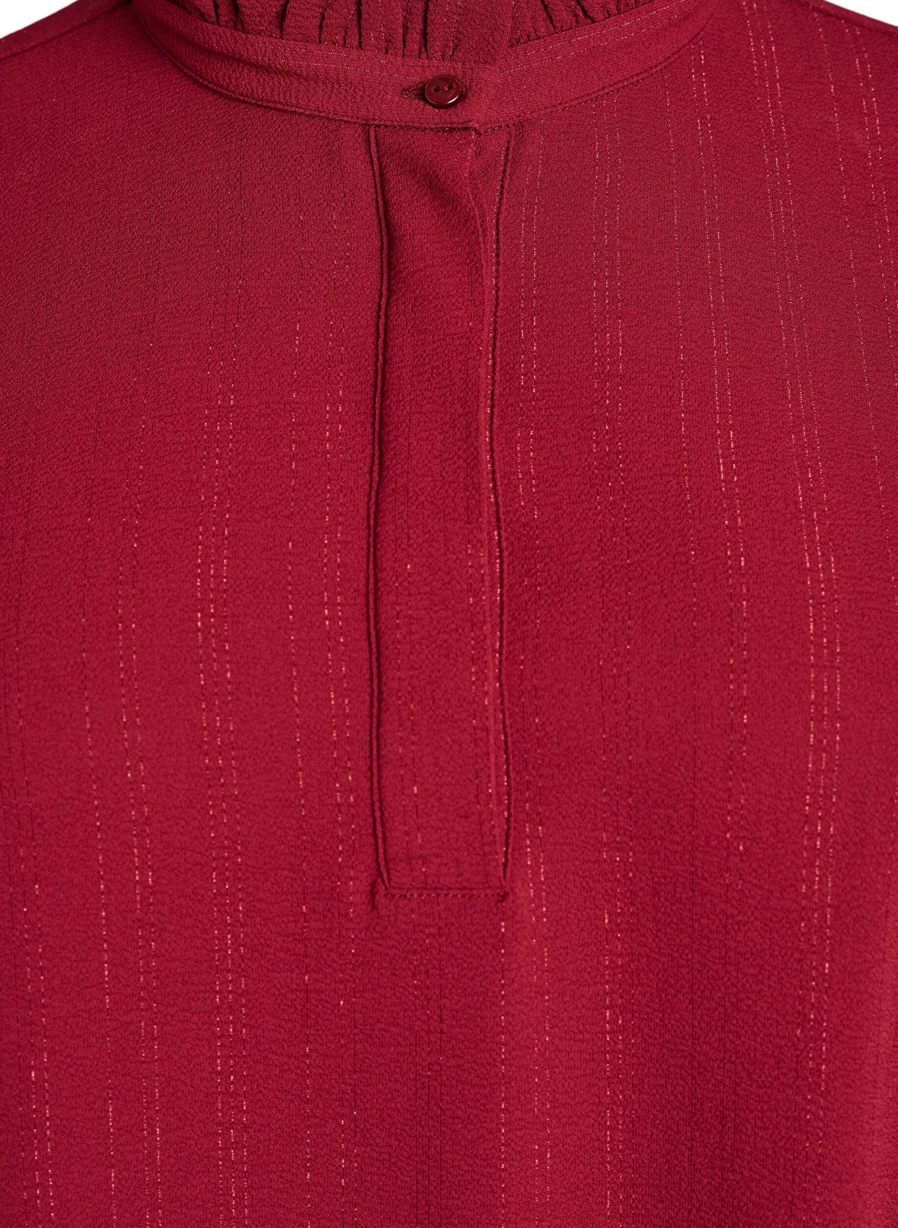 Zizzi Kort kjole med volanger og glitter, M&oslash;rk Bordeaux, Packshot image number 2