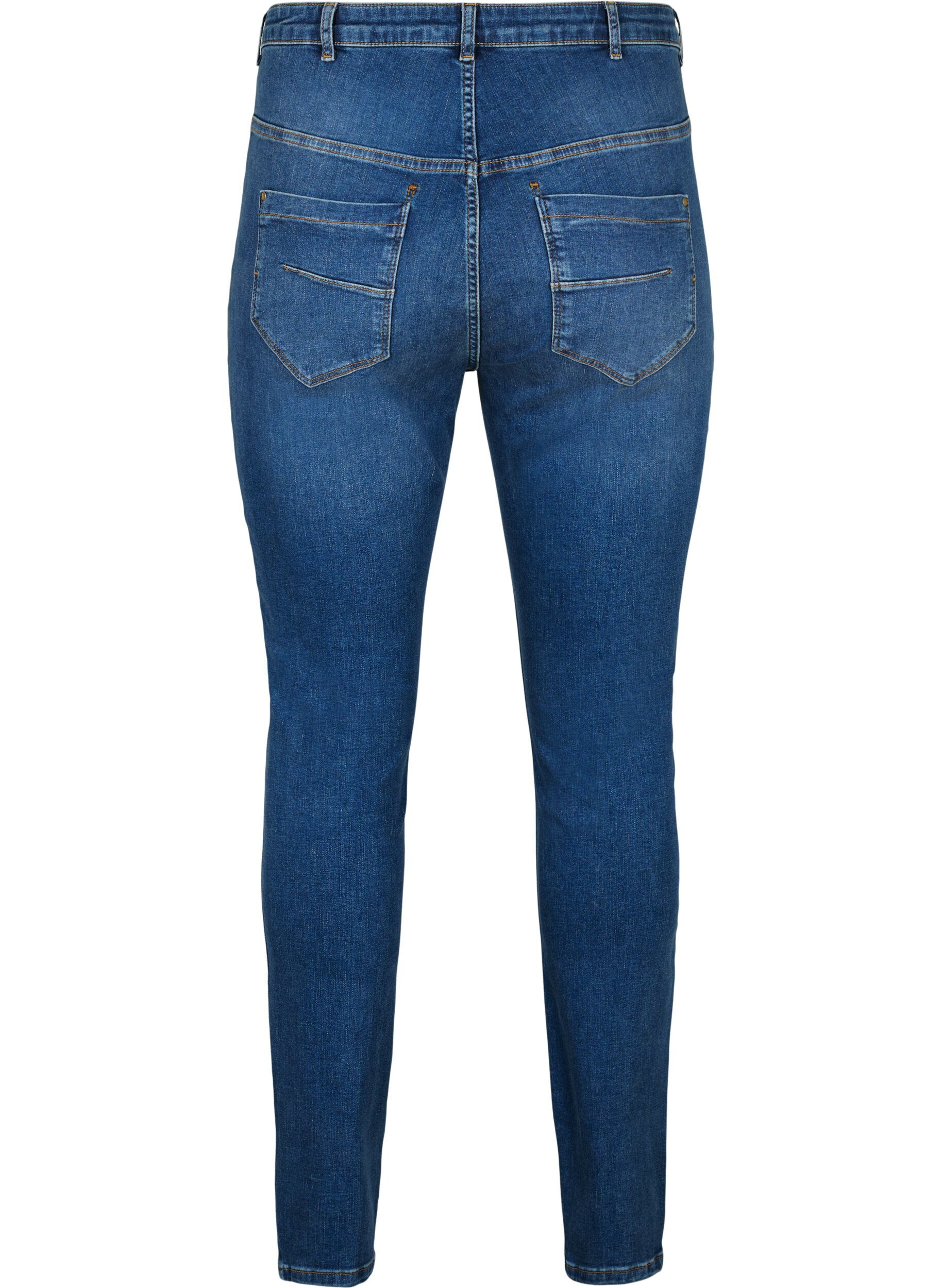 Zizzi Super Slim Amy jeans med h&oslash;yt liv, Blue denim, Packshot image number 1