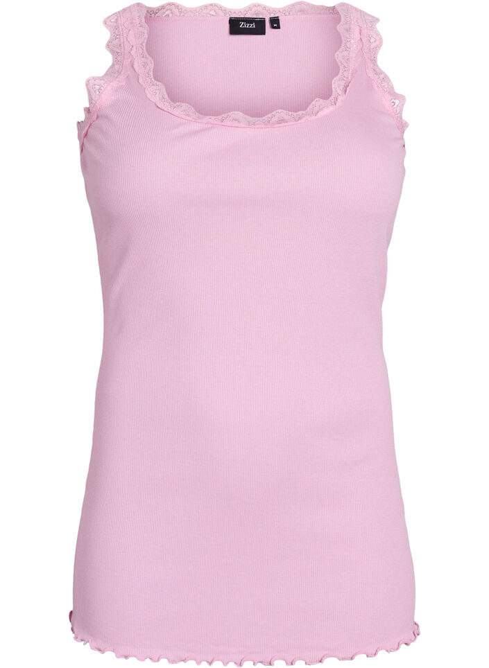 Topp med blondekant, Rosa, Packshot image number 0