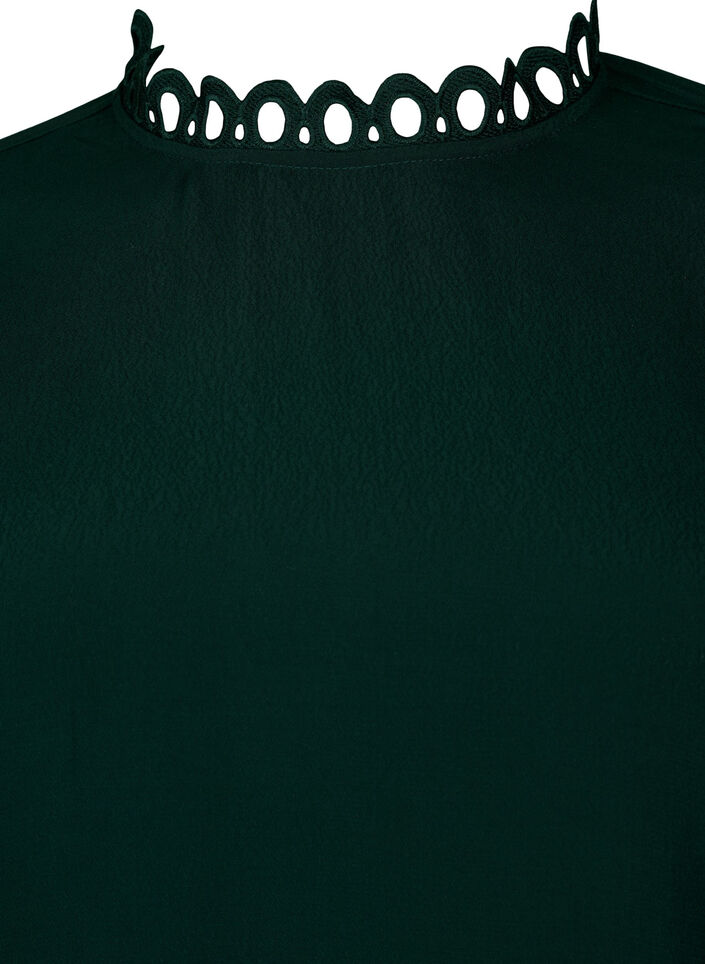 Bluse i viskose med crochet ermer, Scarab, Packshot image number 2