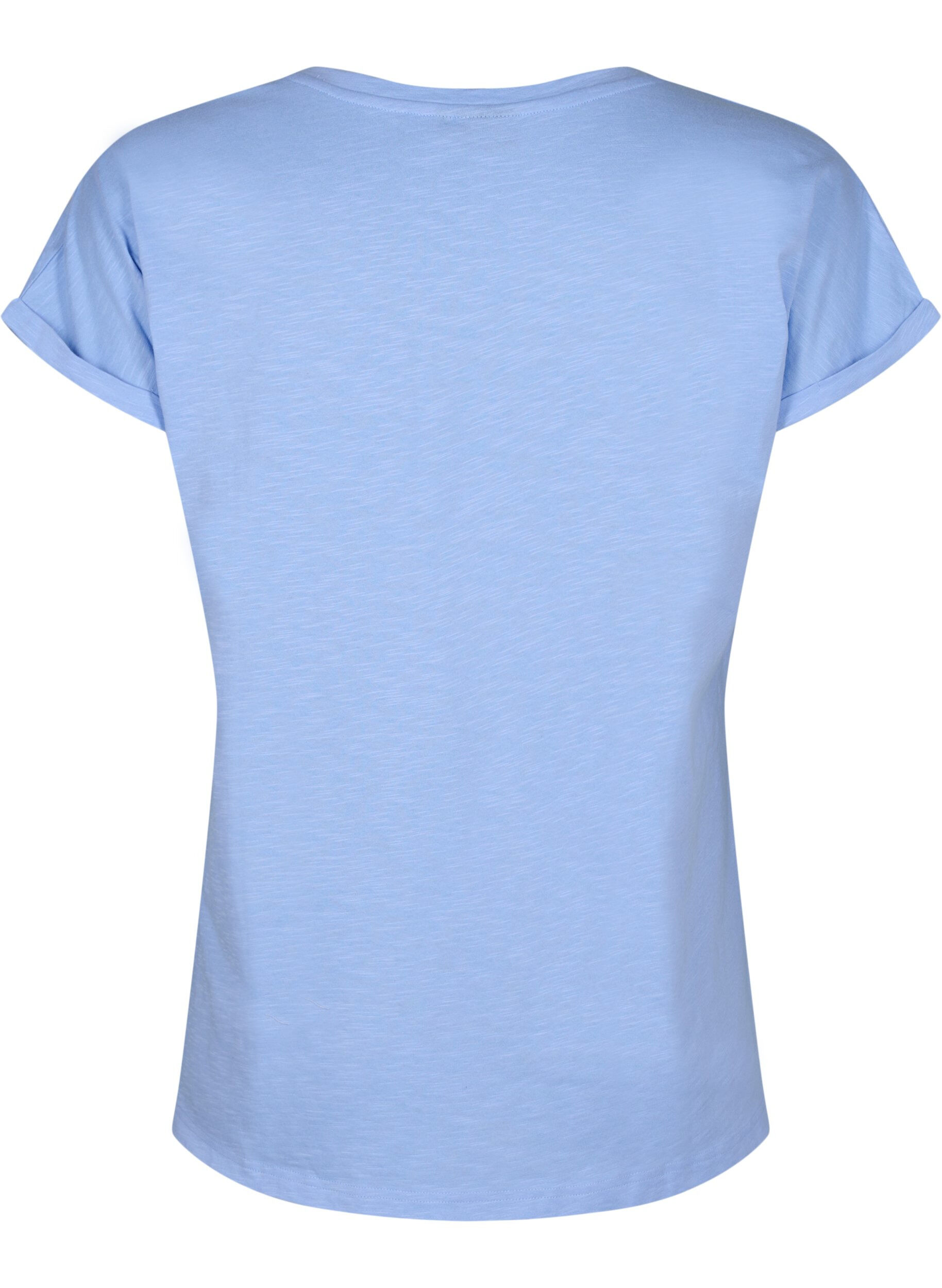 Zizzi T-skjorte med trykk i &oslash;kologisk bomull, Serenityw.Navy Print, Packshot image number 1