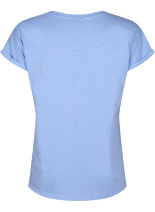 T-skjorte med trykk i økologisk bomull, Serenityw.Navy Print, Packshot image number 1