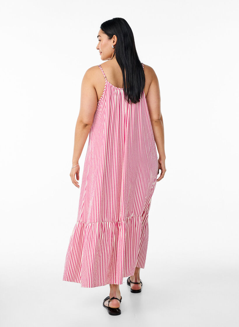 Sommerkjole med striper og A-form, Raspberry w. Stripe, Model