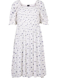 Blomstrete midikjole av viskose med smock