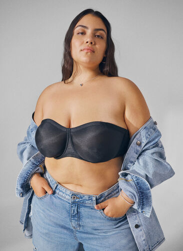 Zizzi Stroppeløs bh med bøyler, Svart, Image image number 0