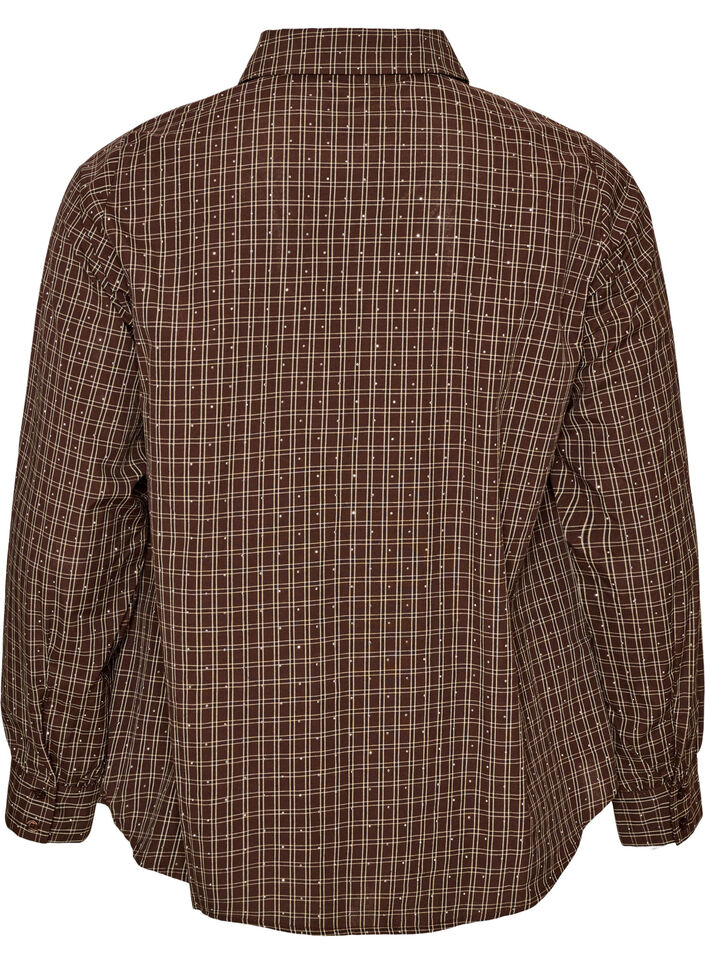 Rutete skjorte med rhinesteiner, Brun, Packshot image number 1