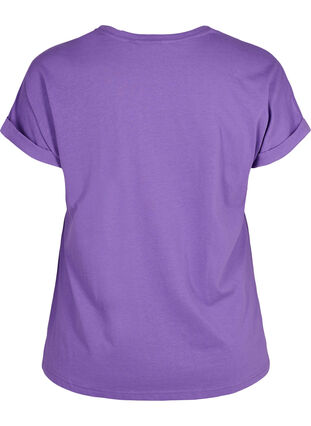 Kortermet T-skjorte i bomullsblanding, Deep Lavender, Packshot image number 1